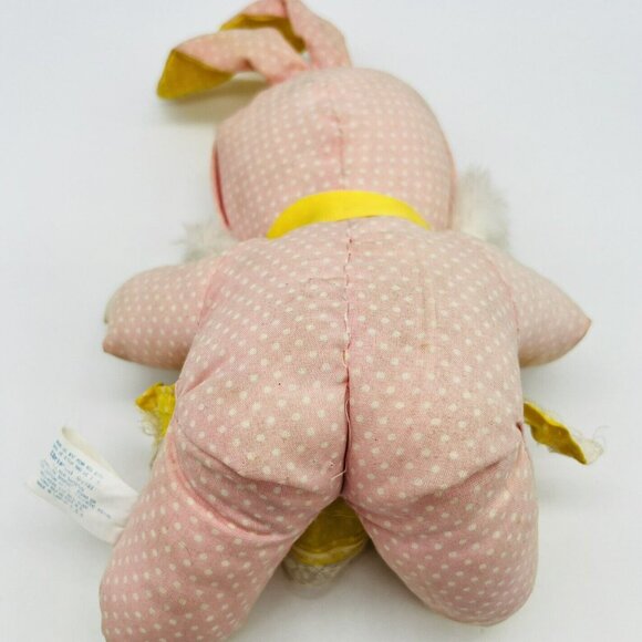 Well Made Toy Bunny Rabbit Yellow Pink Polka Dots Vintage 1983 Plush Doll - Picture 3 of 6